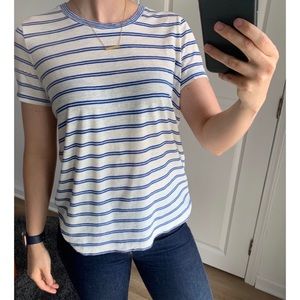 MADEWELL • Blue and White Striped Basic Tee